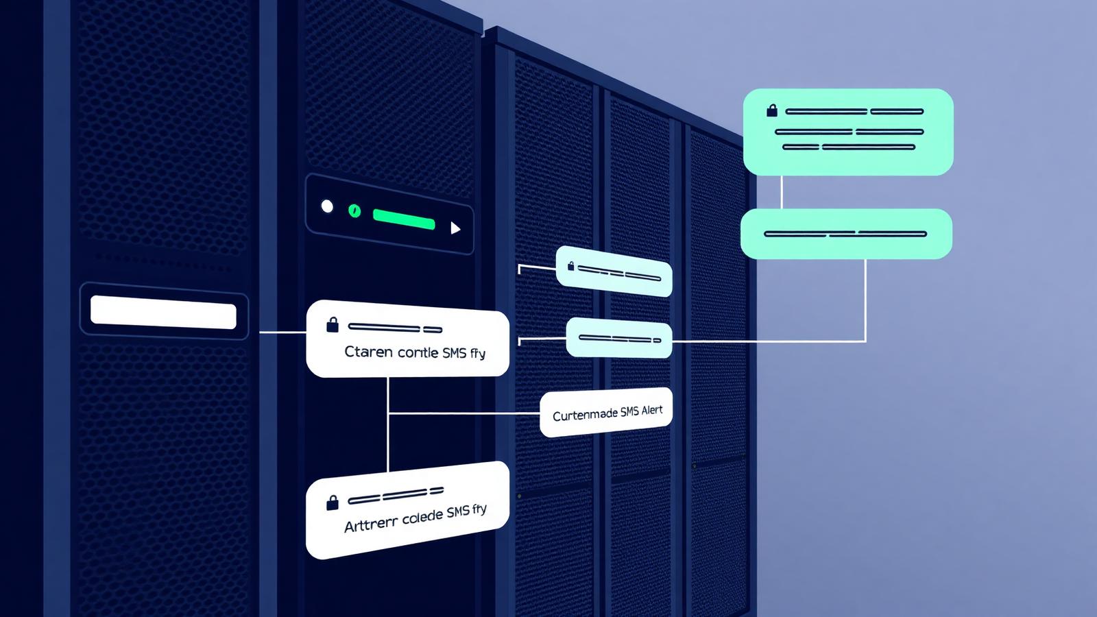 Serverrack mit automatisierten SMS Alert Workflows